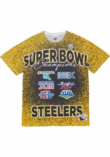 Mitchell and Ness Pittsburgh Steelers Black Champ City Sublimated Short Sleeve Fashion T Shirt