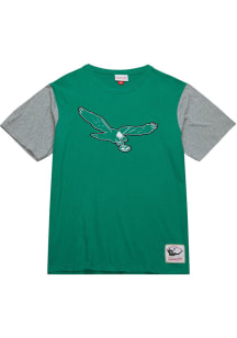 Mitchell and Ness Philadelphia Eagles Kelly Green Color Block Short Sleeve Fashion T Shirt