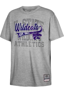 Mitchell and Ness K-State Wildcats Youth Grey Retro Sweeper Short Sleeve T-Shirt