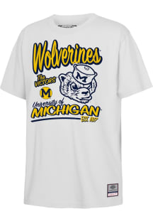 Mitchell and Ness Michigan Wolverines Youth White Retro Gamer Short Sleeve T-Shirt