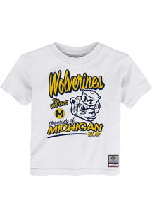 Toddler Michigan Wolverines White Mitchell and Ness Retro Gamer Short Sleeve T-Shirt