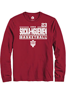 Zania Socka-Nguemen Indiana Hoosiers Crimson NIL Stacked Box Long Sleeve Player T Shirt