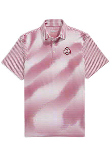 Vineyard Vines Ohio State Buckeyes Mens Red Winstead Stripe Short Sleeve Fashion Polo