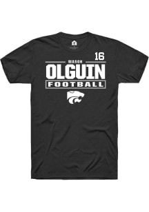Mason Olguin Black K-State Wildcats NIL Stacked Box Short Sleeve T Shirt