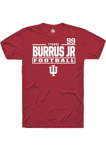 Tyrone Burrus Jr Rally Mens Crimson Indiana Hoosiers NIL Stacked Box Player T Shirt
