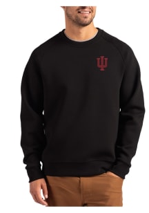 Mens Indiana Hoosiers Black Cutter and Buck Roam Crew Sweatshirt
