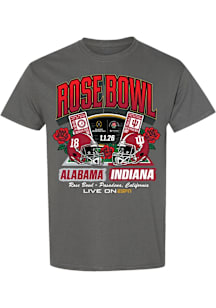 Something Inked Indiana Hoosiers Charcoal 2026 Rose Bowl vs. Alabama Tickets Short Sleeve T Shirt