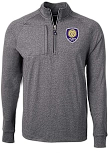 Cutter and Buck Orlando City SC Mens Black Adapt Eco Long Sleeve Qtr Zip Pullover