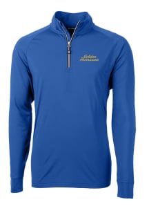 Mens Tulsa Golden Hurricane Blue Cutter and Buck Stacked Script Qtr Zip Pullover