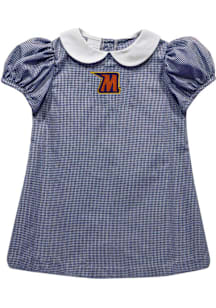 Vive La Fete Morgan State Bears Toddler Girls Blue Gingham Collar Short Sleeve Dress