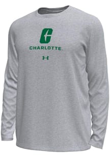 Under Armour UNCC 49ers Grey Straight Name Tech Stretch Long Sleeve T-Shirt