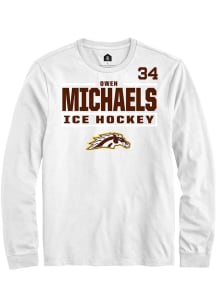 Owen Michaels Rally Mens White Western Michigan Broncos NIL Stacked Box Tee