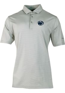 Mens Penn State Nittany Lions Grey Columbia Heat Seal Double Hit Short Sleeve Polo Shirt