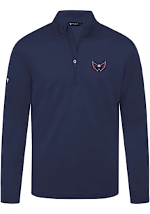 Levelwear Washington Capitals Mens Navy Blue Heron Embroidered 3D Patch Long Sleeve Qtr Zip Pullov..