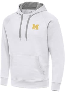 Mens Michigan Wolverines White Antigua Letterwinners M Club Victory Hooded Sweatshirt