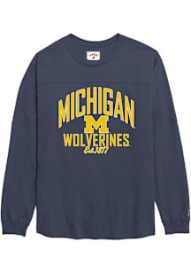 Womens Navy Blue Michigan Wolverines Throwback LS Tee