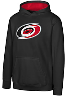 Carolina Hurricanes Youth Black Prime Hood Long Sleeve Hoodie