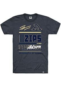 Rally Akron Zips Navy Blue Triblend Retro Short Sleeve T Shirt