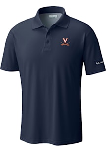 Columbia Virginia Cavaliers Mens Navy Blue Heat Seal Low Drag Offshore Short Sleeve Polo