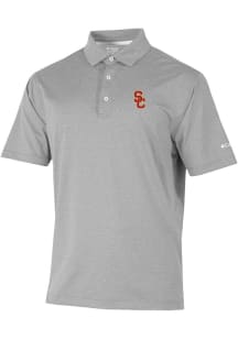 Mens USC Trojans Grey Columbia Sand Tee Short Sleeve Polo Shirt