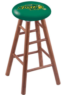 North Dakota State Bison Green Round Cushion Oak Pub Stool - Brown