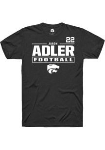 Jason Adler Rally Mens Black K-State Wildcats NIL Stacked Box Player T Shirt