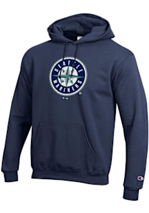 Champion Seattle Mariners Mens Navy Blue Powerblend Long Sleeve Hoodie