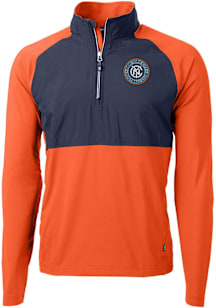 Cutter and Buck New York City FC Mens Orange Adapt Eco Hybrid Long Sleeve Qtr Zip Pullover