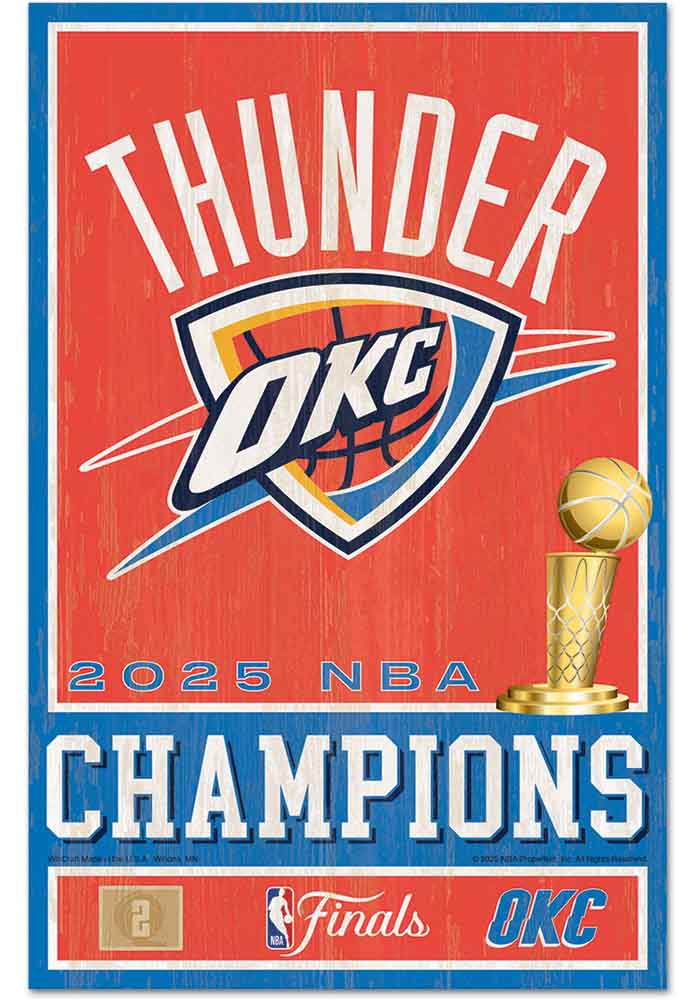 Oklahoma City Thunder LIGHT ORANGE 2025 NBA Finals Champions 11x17