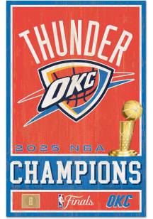 Oklahoma City Thunder 2025 NBA Finals Champions 11x17 Wood Sign - Orange