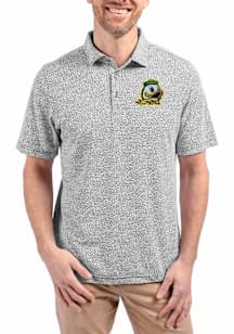 Cutter and Buck Oregon Ducks Mens Black Virtue Eco Pique Botanical Short Sleeve Polo