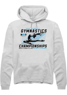 Mens Big Ten White Rally 2025 Womens Gymnastics Championships Hooded Sweatshirt