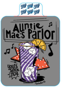 Manhattan Auntie Mae's Parlor Cocktail Stickers