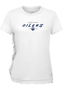 Levelwear Edmonton Oilers Womens White Airflow Scratched Short Sleeve T-Shirt