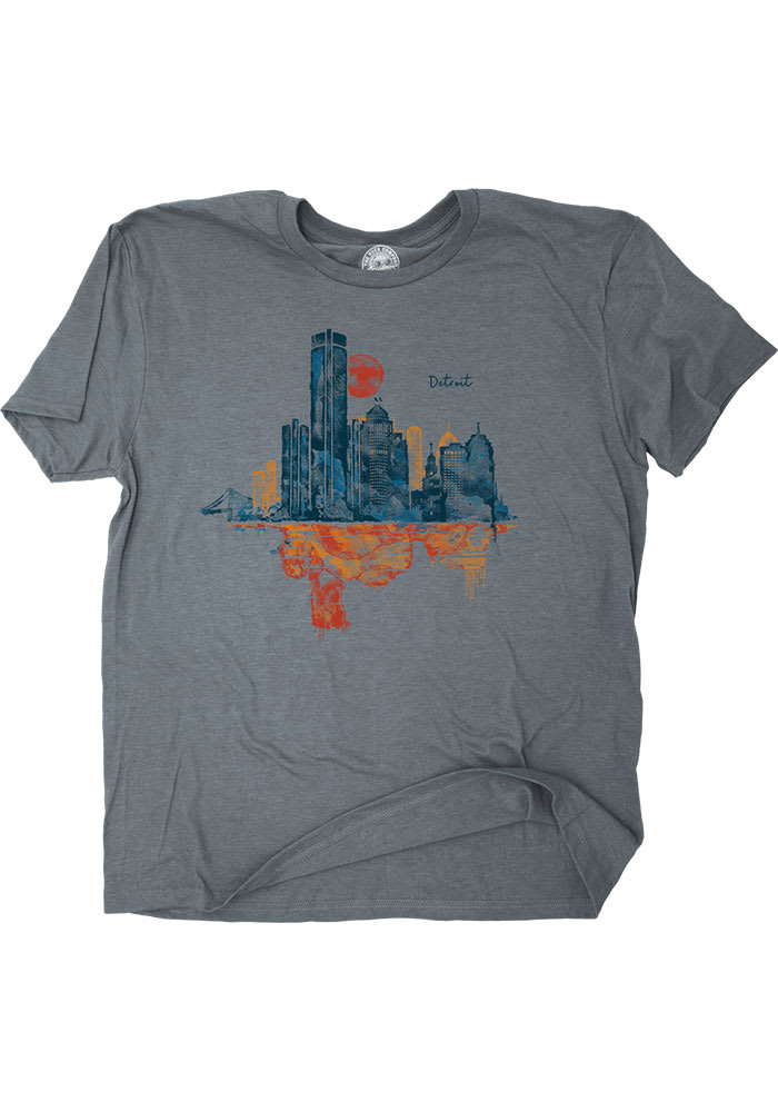 Detroit Grey Skyline Short Sleeve Fashion T Shirt