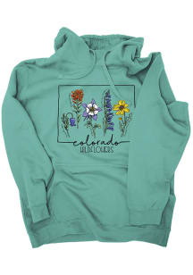 Colorado Womens Green Colorado Wildflowers Hooded Sweatshirt