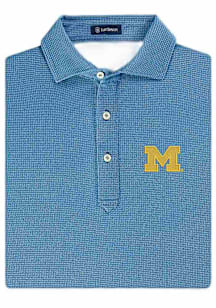 Turtleson Michigan Wolverines Mens Navy Blue Chris diamond print Short Sleeve Fashion Polo