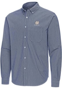 Antigua Notre Dame Fighting Irish Mens Navy Blue Porter Long Sleeve Dress Shirt
