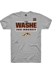 Tim Washe Rally Mens Grey Western Michigan Broncos NIL Stacked Box Player T Shirt