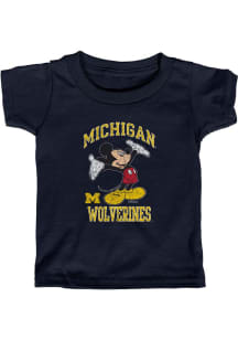 Toddler Navy Blue Michigan Wolverines Right Here Mickey Short Sleeve T-Shirt