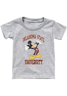 Blue 84 Oklahoma State Cowboys Toddler Grey Right Here Mickey Short Sleeve T-Shirt