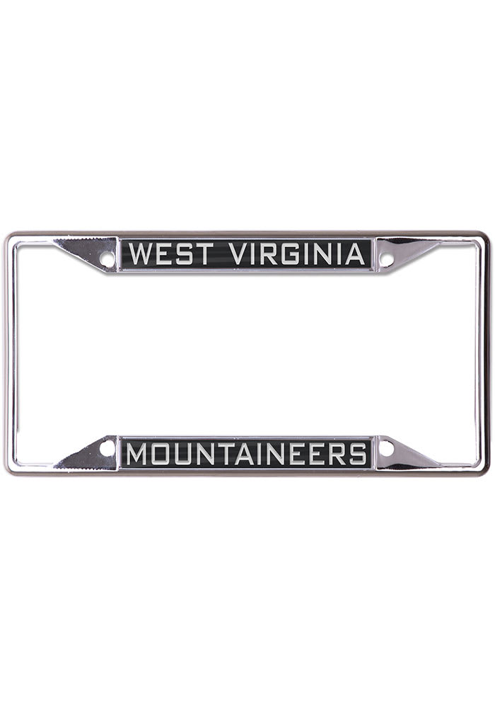 West Virginia Mountaineers License Frame- WVU Inlaid Black and