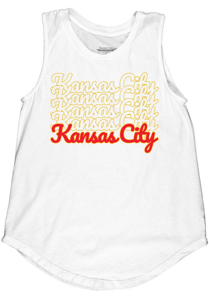 Kansas City Women's Repeating Wordmark Muscle Tank - White