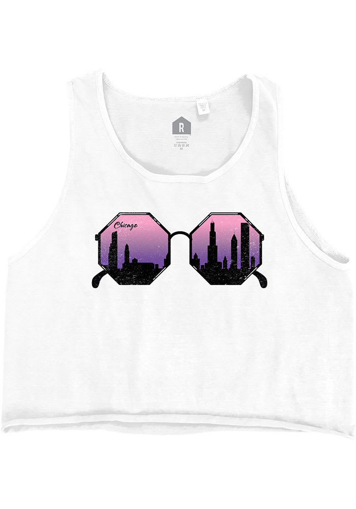 Chicago Women's Sunglasses Cropped Tank Top - White