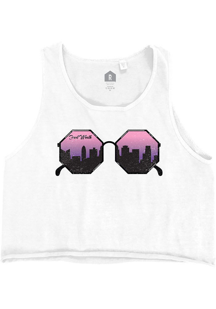 Fort Worth Women's Sunglasses Cropped Tank Top - White