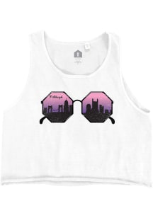 Pittsburgh Women's White Sunglasses Cropped Tank Top