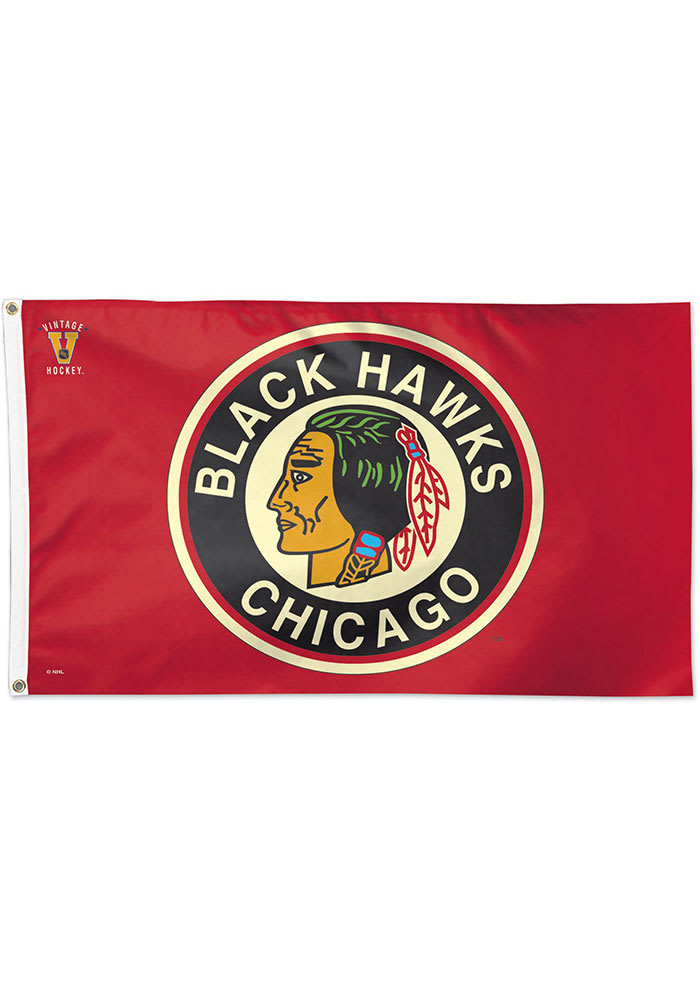 Chicago Blackhawks Vintage Silk Screen Grommet Flag