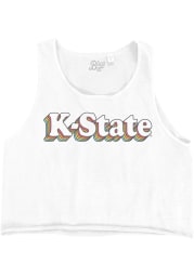 K-State Wildcats Womens White Cropped Ringspun Tank Top