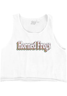 TCU Horned Frogs Womens White Cropped Ringspun Tank Top