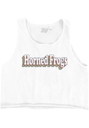 TCU Horned Frogs Womens White Cropped Ringspun Tank Top